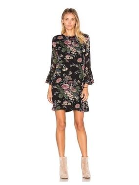 GANNI Bartlett Georgette Floral Mini Dress